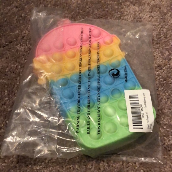 Trendy Rainbow Milkshake Bubble Boba Tea Pop It Crossbody Sensory Purse Bag - Picture 6 of 7